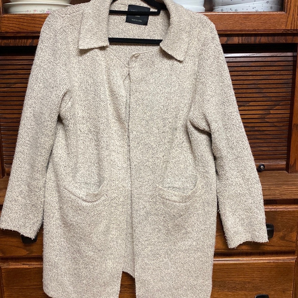 Grayish-tan Love Tree cardigan, size L